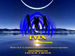 EVEN PRODUCCIONES oficios y profesiones en Las Condes |  MATRIMONIOS, DJ, VJ, MUSICA, LUCES, EVEN PRODUCCIONES, AMPLIFICACION, ILUMINACION, DJ, VJ, EVENTOS, FOTOGRAFIAS, CUMPLEA&Ntilde;OS, BAUTIZOS