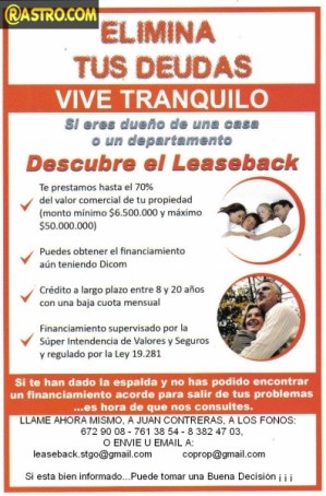 Sara Contreras oficios y profesiones en Santiago |  Necesita dinero y tiene dicom? leaseback es su solucion, con su casa!, Credito con o sin dicom