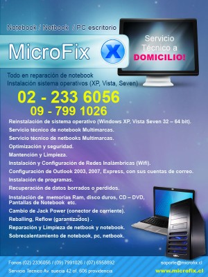 Microfix Chile oficios y profesiones en Las Condes |  Servicio T&eacute;cnico de Computaci&oacute;n a Domicilio, Redes, Notebook y PC, Reparaci&oacute;n de Computaci&oacute;n a Domicilio, Notebook, Netbook y PC