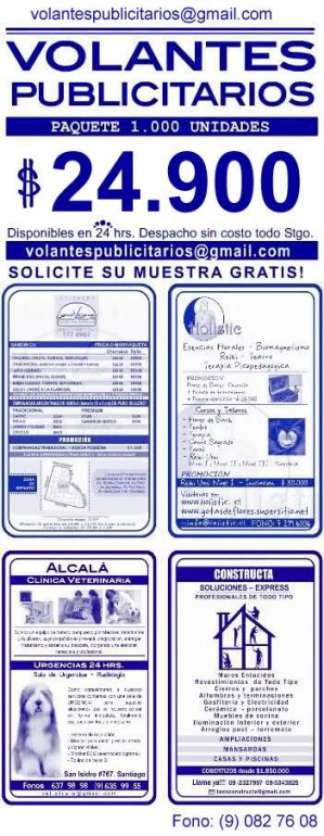 www.volantespublicitarios.tk oficios y profesiones en Santiago |  Volantes Publicitarios x 1.000 Unidades, Despacho en 24 hrs. -ejemplos-