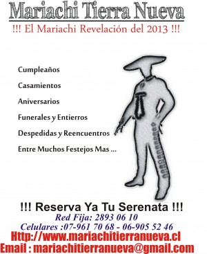 MARIACHI TIERRA NUEVA  oficios y profesiones en Santiago |  Mariachis en todo santiago y ciudades cercanas...red fija:28930610 , Maravilloso show lleno de amor y dulzura para tus ser mas amado