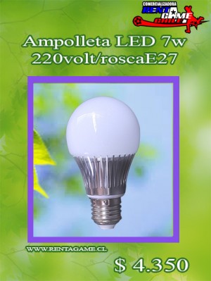 RENTAGAME CHILE oficios y profesiones en La Cisterna |  Ampolleta led7watt/220volt luzfria/luz calida/alum precio: $ 4.350, Rentagame: es lider en iluminacion led