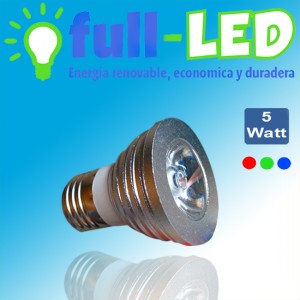 importadora full-led oficios y profesiones en La Cisterna |  Dicroico full-led rgb / 5 watt/color cromado/envios a todo chile, Importadora full-led, es lider en iluminacion led y kit solares